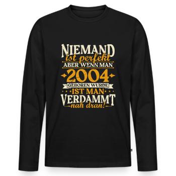 Millésime 2004 né anniversaire citation d’anniversaire - T-shirt manches longues Premium bio Homme - noir - Devant - Nico (187cm)