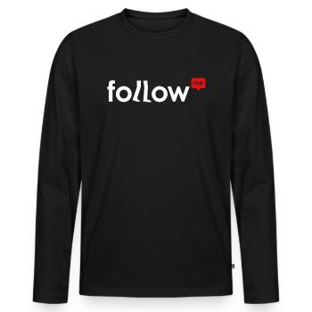 Follow Me - Folge mir - Männer Premium Bio Langarmshirt - Schwarz - Vorne - Nico (187cm)