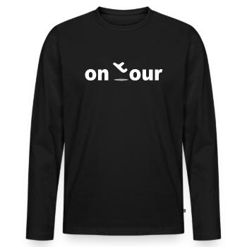 On Tour - Männer Premium Bio Langarmshirt - Schwarz - Vorne - Nico (187cm)