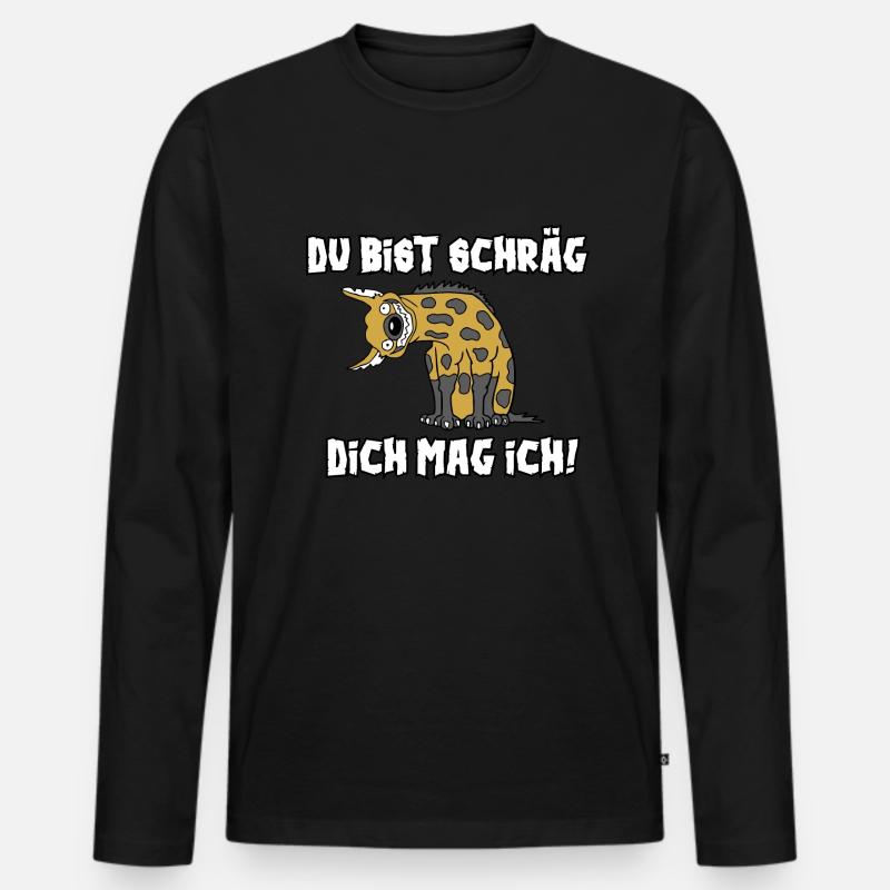 Du bist schräg Dich mag ich - Männer Premium Bio Langarmshirt - Schwarz