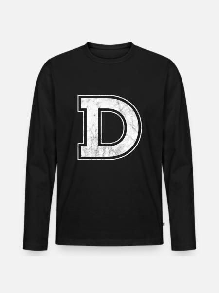 Buchstabe D - Männer Premium Bio Langarmshirt - Schwarz