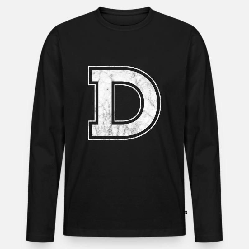 Buchstabe D - Männer Premium Bio Langarmshirt - Schwarz