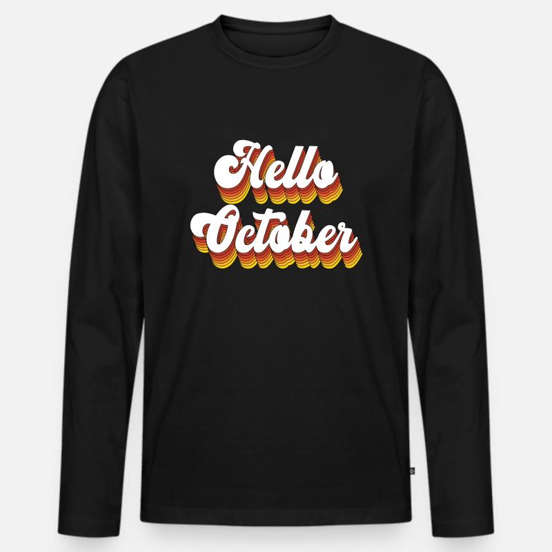 Hello October - Männer Premium Bio Langarmshirt - Schwarz