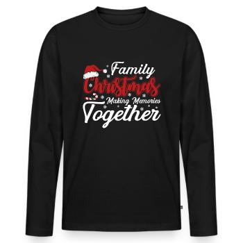 Noël en famille faire des souvenirs ensemble - T-shirt manches longues Premium bio Homme - noir - Devant - Nico (187cm)