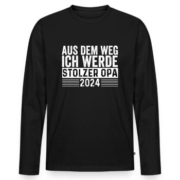 Aus Dem Weg Ich Werde Stolzer Opa 2024 - Männer Premium Bio Langarmshirt - Schwarz - Vorne - Nico (187cm)