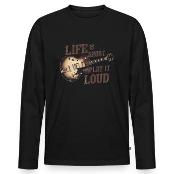 La vie est courte Jouez-la fort - T-shirt manches longues Premium bio Homme - noir - Devant - Nico (187cm)