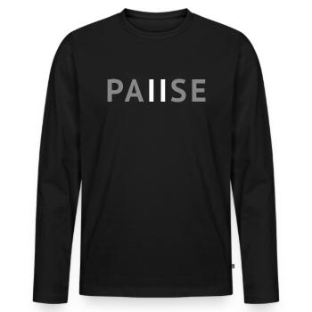 Pause - Männer Premium Bio Langarmshirt - Schwarz - Vorne - Nico (187cm)
