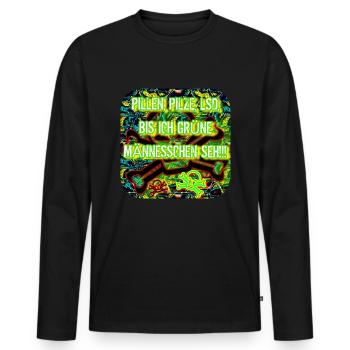 PILLEN, PILZE, LSD.... - Männer Premium Bio Langarmshirt - Schwarz - Vorne - Nico (187cm)