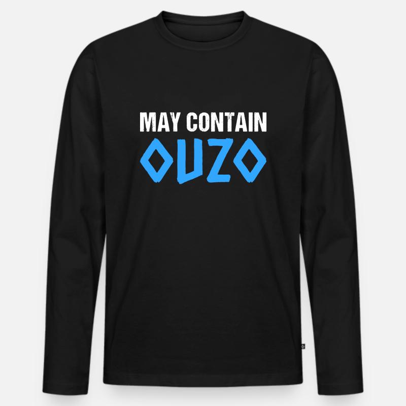 May Contain Ouzo - Männer Premium Bio Langarmshirt - Schwarz