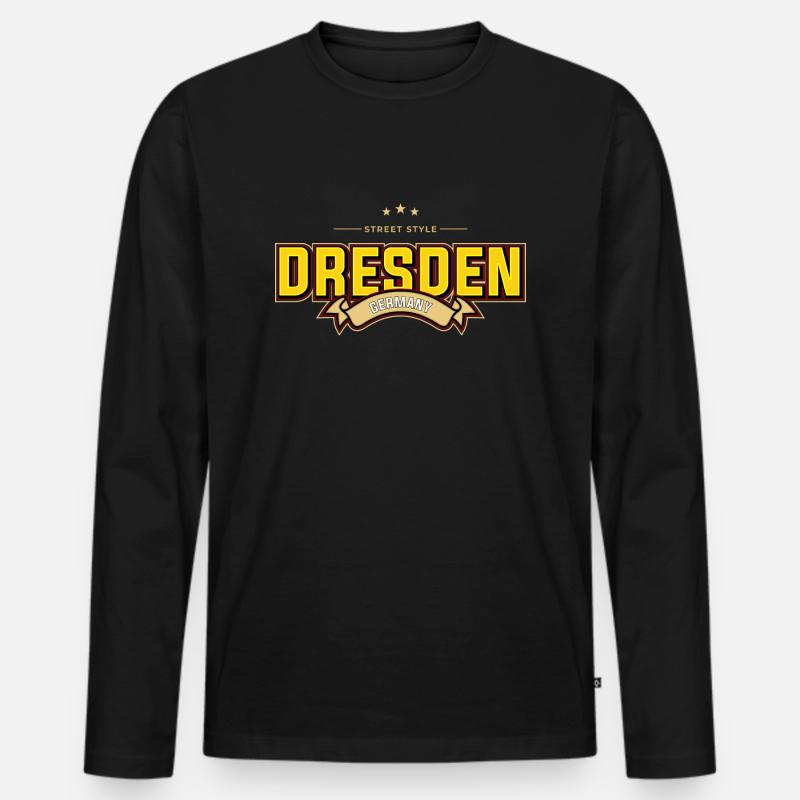 Dresden - Männer Premium Bio Langarmshirt - Schwarz