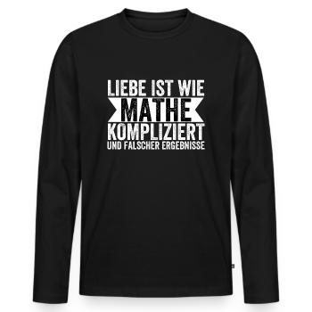 Liebe Ist Wie Mathe Kompliziert - Männer Premium Bio Langarmshirt - Schwarz - Vorne - Nico (187cm)