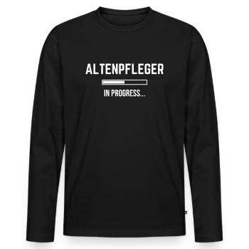 Geriatric Nurse In Progress - Men's Premium Organic Long Sleeve Shirt - black - Front - Nico (187cm)