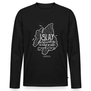 Islay Whisky Saying Arômes de tourbe Notes de dégustation - T-shirt manches longues Premium bio Homme - noir - Devant - Nico (187cm)