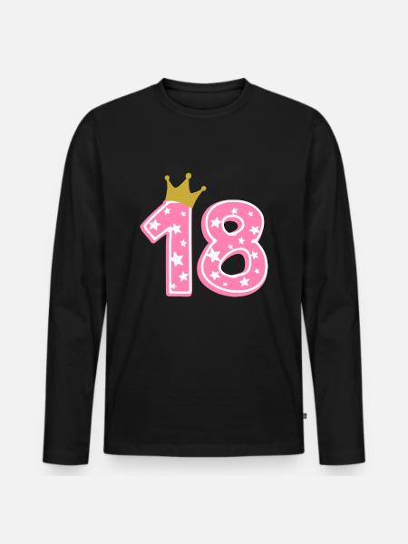 18 Krone 18° compleanno 18 anni - Maglia a manica lunga ecologica premium da uomo - nero