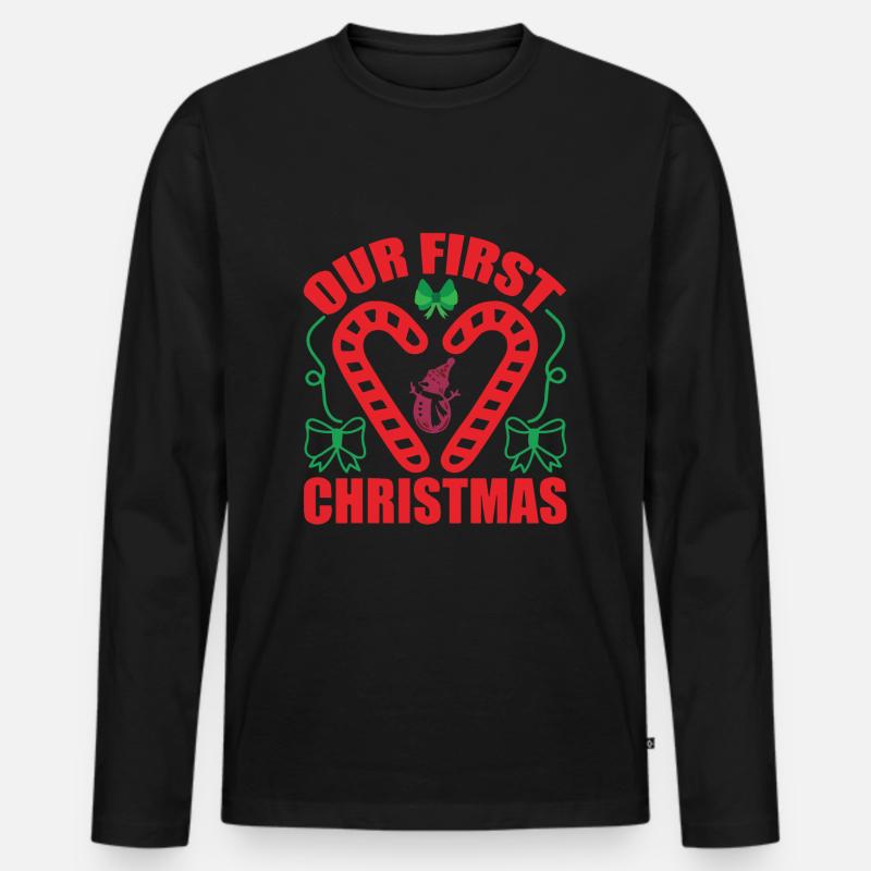 Our first Christmas - Männer Premium Bio Langarmshirt - Schwarz