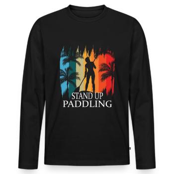 SUP Board Paddle Stand Up Paddling Shirt - T-shirt manches longues Premium bio Homme - noir - Devant - Nico (187cm)