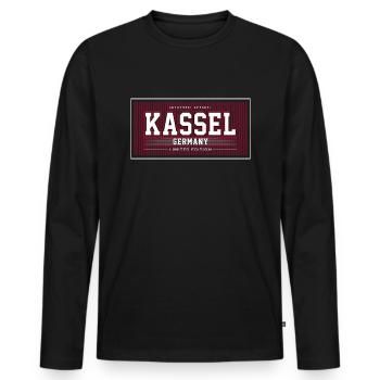 Kassel - T-shirt manches longues Premium bio Homme - noir - Devant - Nico (187cm)