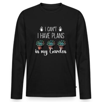 I Can't I Have Plans In My Garden - Men's Premium Organic Long Sleeve Shirt - black - Front - Nico (187cm)