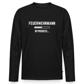 Firefighter In Progress - Men's Premium Organic Long Sleeve Shirt - black - Front - Nico (187cm)