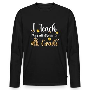 I Teach The Cutest Bees In 4th Grade - Männer Premium Bio Langarmshirt - Schwarz - Vorne - Nico (187cm)