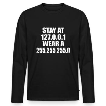 Informaticien Restez à la maison porter un masque de code nerd informatique - T-shirt manches longues Premium bio Homme - noir - Devant - Nico (187cm)
