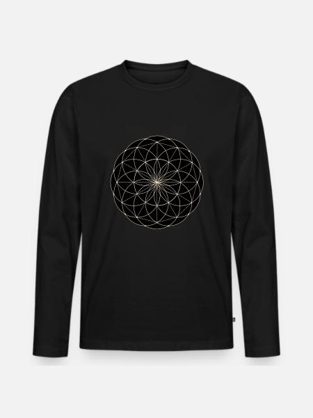 Heilige Geometrie Blume - Männer Premium Bio Langarmshirt - Schwarz