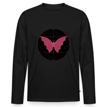 Géométrie sacrée papillon - T-shirt manches longues Premium bio Homme - noir - Devant - Nico (187cm)