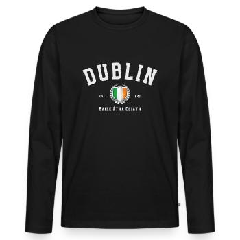 Dublin, Irland – Vintage Irische Flagge - Männer Premium Bio Langarmshirt - Schwarz - Vorne - Nico (187cm)