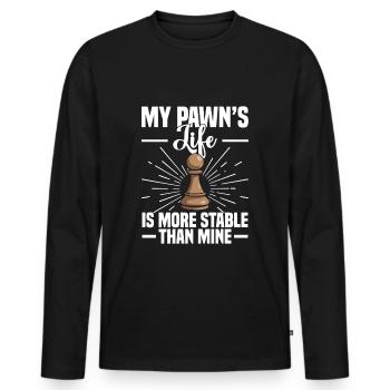 Chess Game Night Pawn Pieces Checkerboard - Männer Premium Bio Langarmshirt - Schwarz - Vorne - Nico (187cm)