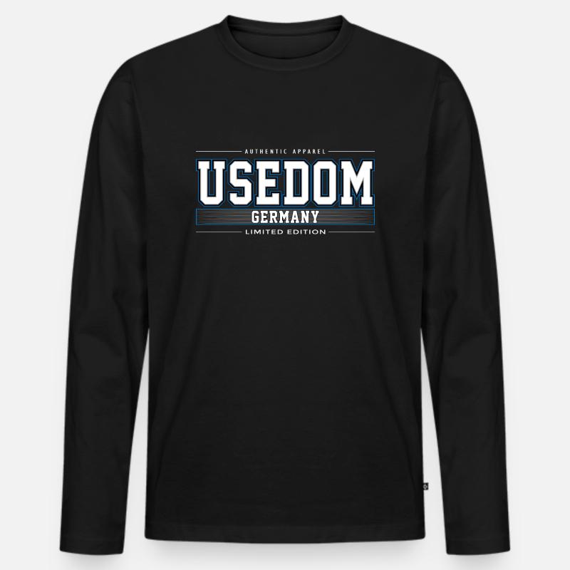 Usedom - Männer Premium Bio Langarmshirt - Schwarz