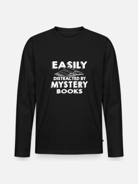 Cadeau d’amoureux de livres mystères facilement distrait par - Premium økologisk langærmet T-shirt til mænd - sort