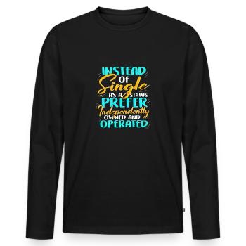 Anstelle von Single Independent Owned und - Männer Premium Bio Langarmshirt - Schwarz - Vorne - Nico (187cm)