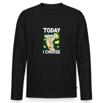 Margarita Drinker Gift Aujourd’hui, je choisis Margarita - T-shirt manches longues Premium bio Homme - noir - Devant - Nico (187cm)