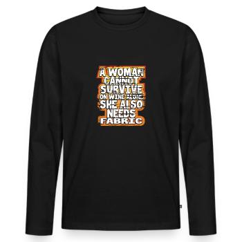 Quilterin Geschenk Frau kann Wein nicht überleben allein braucht - Männer Premium Bio Langarmshirt - Schwarz - Vorne - Nico (187cm)