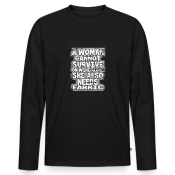 Quilter-Geschenke Frau kann Wein nicht alleine überleben - Männer Premium Bio Langarmshirt - Schwarz - Vorne - Nico (187cm)