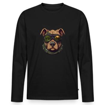 Patriotic Pitbull Dog Lover Military Appreciation - T-shirt manches longues Premium bio Homme - noir - Devant - Nico (187cm)
