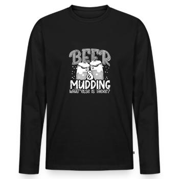 Mudder Geschenkbier und Mudding Was gibt es sonst noch? - Männer Premium Bio Langarmshirt - Schwarz - Vorne - Nico (187cm)