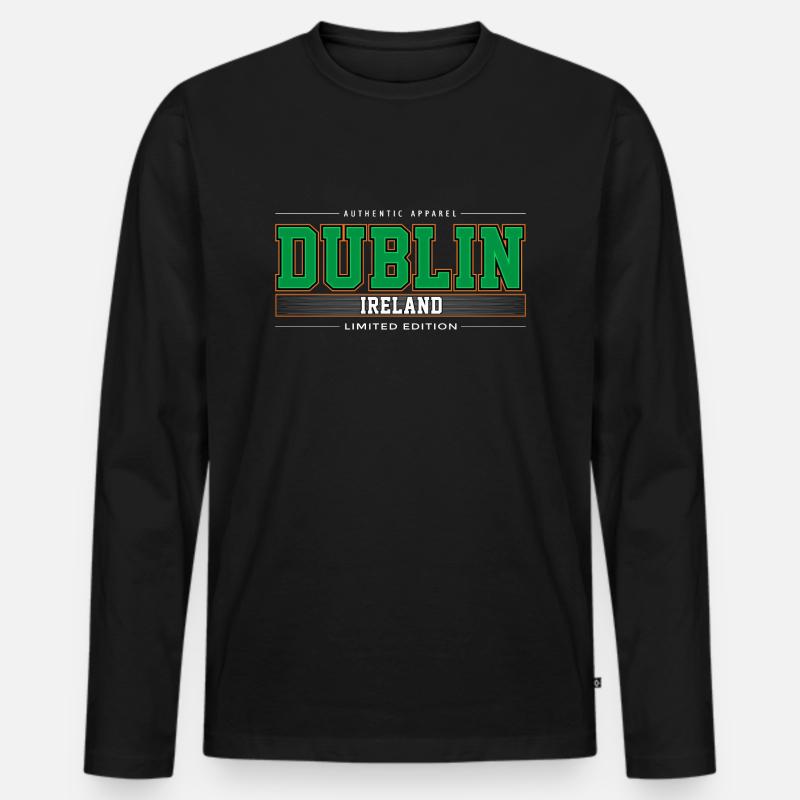 Dublin - Männer Premium Bio Langarmshirt - Schwarz