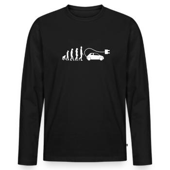 E-Auto Elektroauto Evolution - Männer Premium Bio Langarmshirt - Schwarz - Vorne - Nico (187cm)