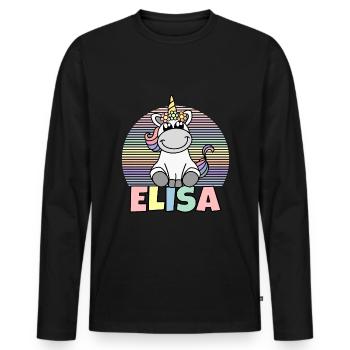Nom de la licorne Elisa - T-shirt manches longues Premium bio Homme - noir - Devant - Nico (187cm)