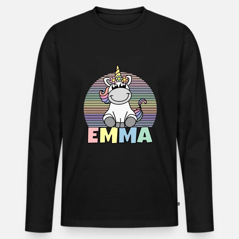 Emma Einhorn Name - Männer Premium Bio Langarmshirt - Schwarz
