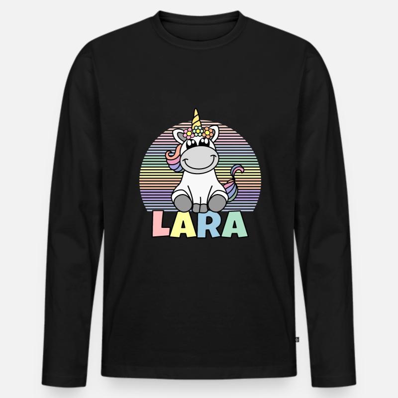 Lara Einhorn Name - Männer Premium Bio Langarmshirt - Schwarz