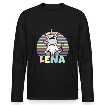 Lena Unicorn Name - Men's Premium Organic Long Sleeve Shirt - black - Front - Nico (187cm)
