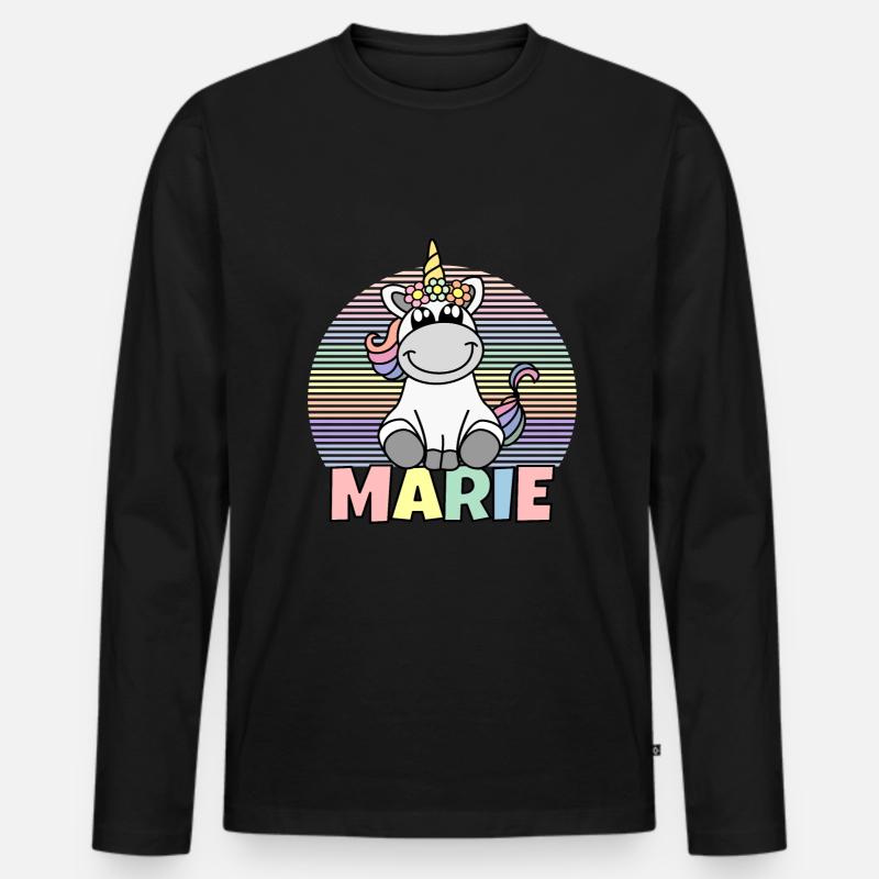 Marie Einhorn Name - Männer Premium Bio Langarmshirt - Schwarz