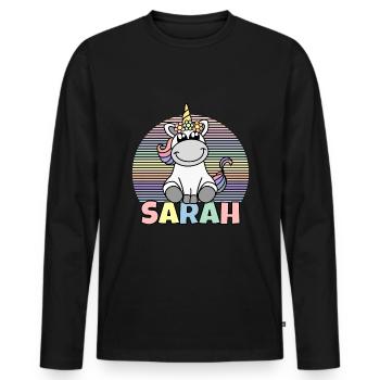 Sarah Unicorn Name - Men's Premium Organic Long Sleeve Shirt - black - Front - Nico (187cm)