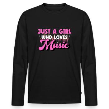 Just A Girl Who Loves Music - Männer Premium Bio Langarmshirt - Schwarz - Vorne - Nico (187cm)