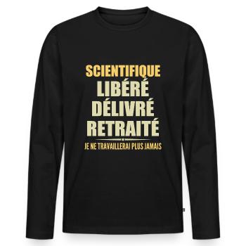 Scientifique célèbre sa retraite avec humour cadea - T-shirt manches longues Premium bio Homme - noir - Devant - Nico (187cm)