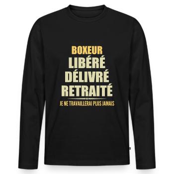 Boxer celebrates his retirement with humor gift - Men's Premium Organic Long Sleeve Shirt - black - Front - Nico (187cm)