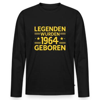Legends were born in 1964 - Men's Premium Organic Long Sleeve Shirt - black - Front - Nico (187cm)