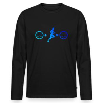 Course de fitness Course à pied Cross Country Running - T-shirt manches longues Premium bio Homme - noir - Devant - Nico (187cm)
